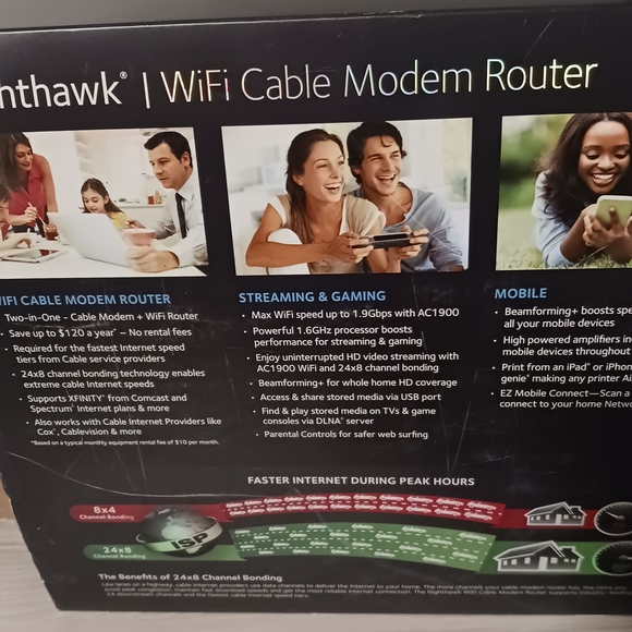NETGEAR Nighthawk Black WiFi Cable Modem Router New Open Box - Picture 4 of 13